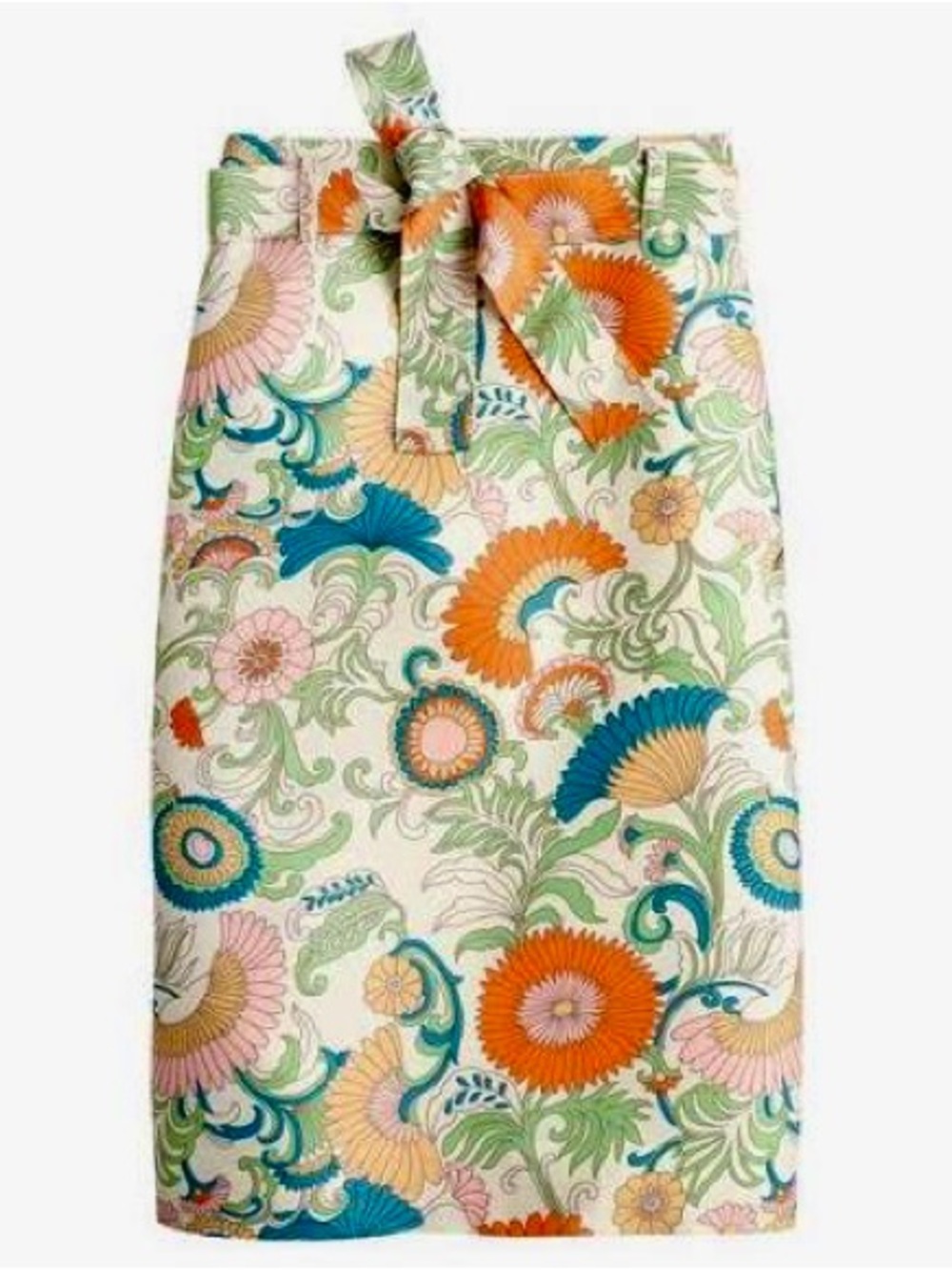 J.Crew Statement Floral Skirt Size 10 Tie Waist A-Line Retro Chic - Picture 2 of 13